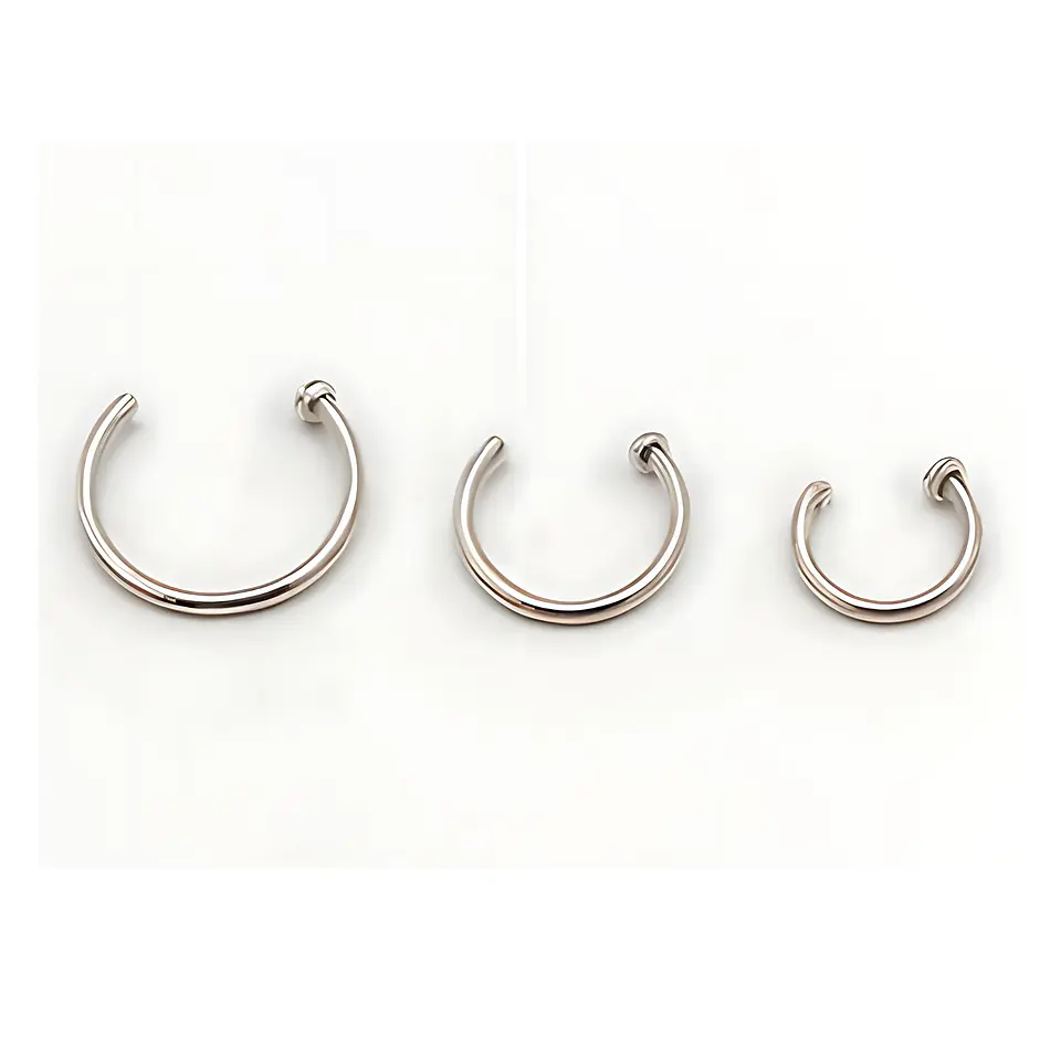 Pack de tres aros piercing abierto nostril titanio ASTM F136 plateados 8