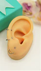 Pack de tres aros piercing abierto nostril titanio ASTM F136 plateados - Miniatura 5