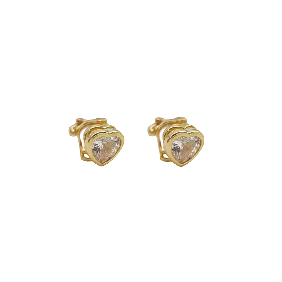 Aros Sin Perforacion corazon punto de luz bañado En Oro 18k 7