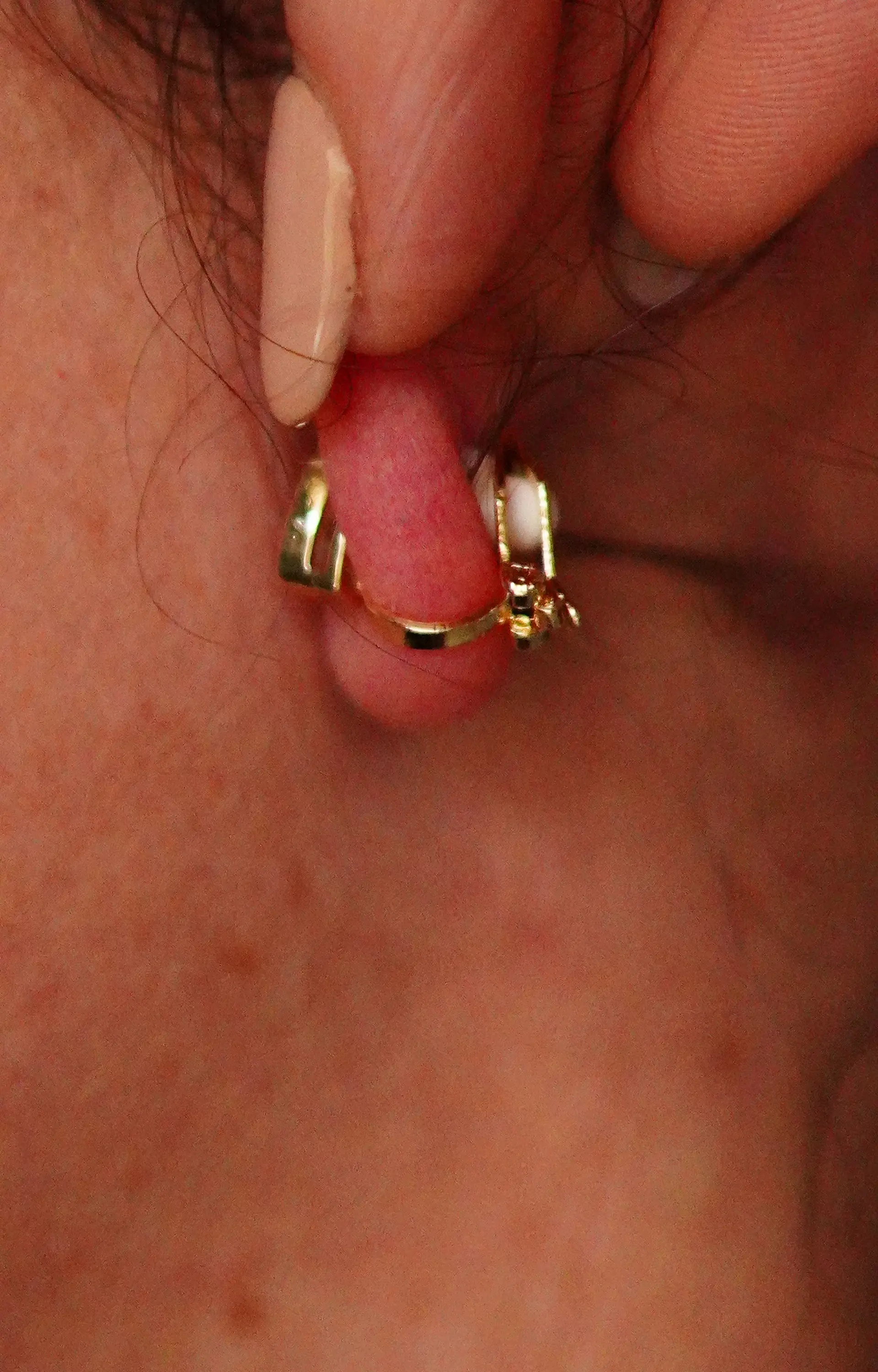 Aros Sin Perforacion corazon punto de luz bañado En Oro 18k 5