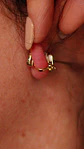Aros Sin Perforacion corazon punto de luz bañado En Oro 18k - Miniatura 5