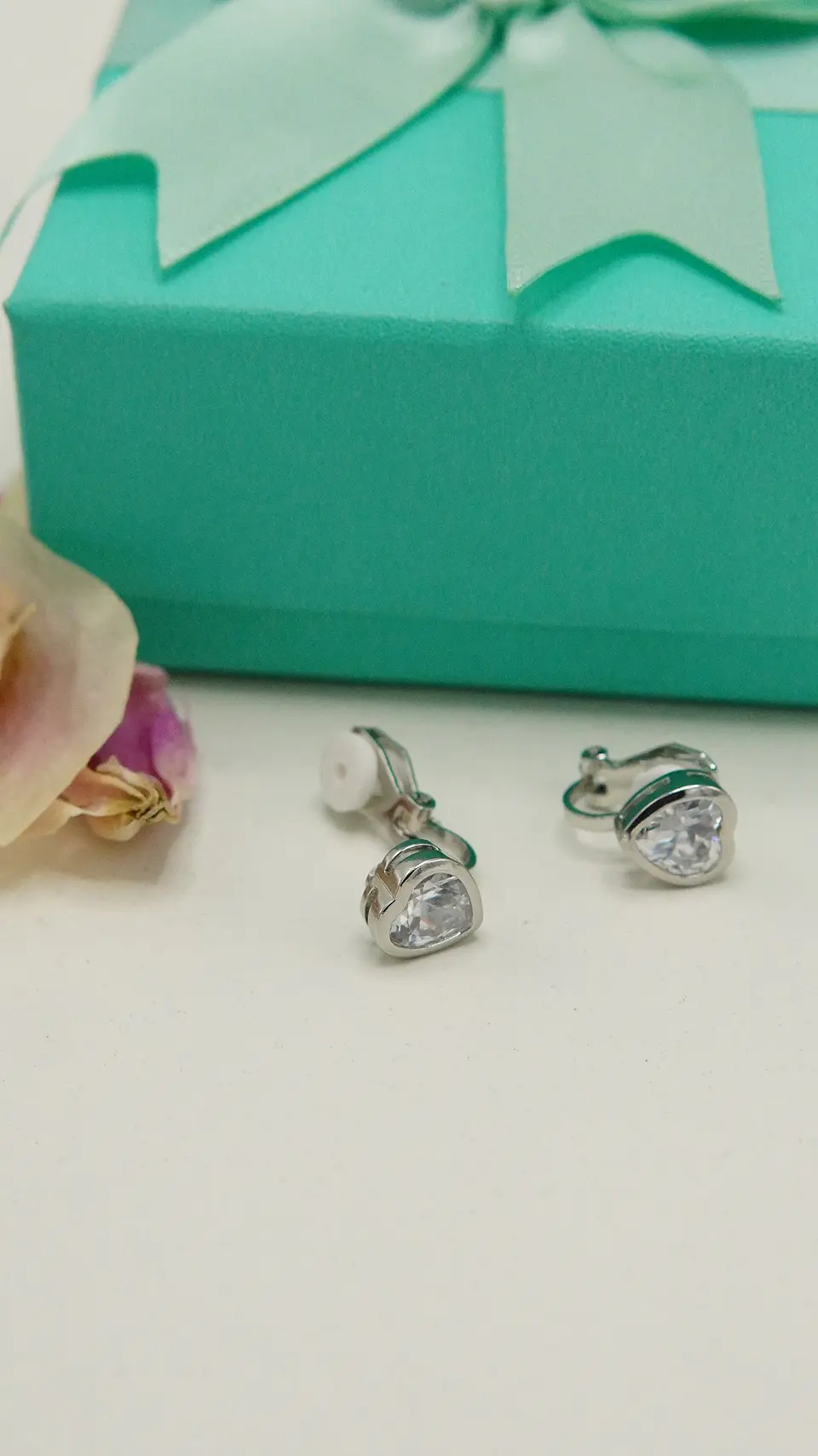 Aros Sin Perforacion corazon punto de luz chapado en plata 8