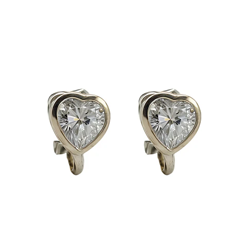 Aros Sin Perforacion corazon punto de luz chapado en plata