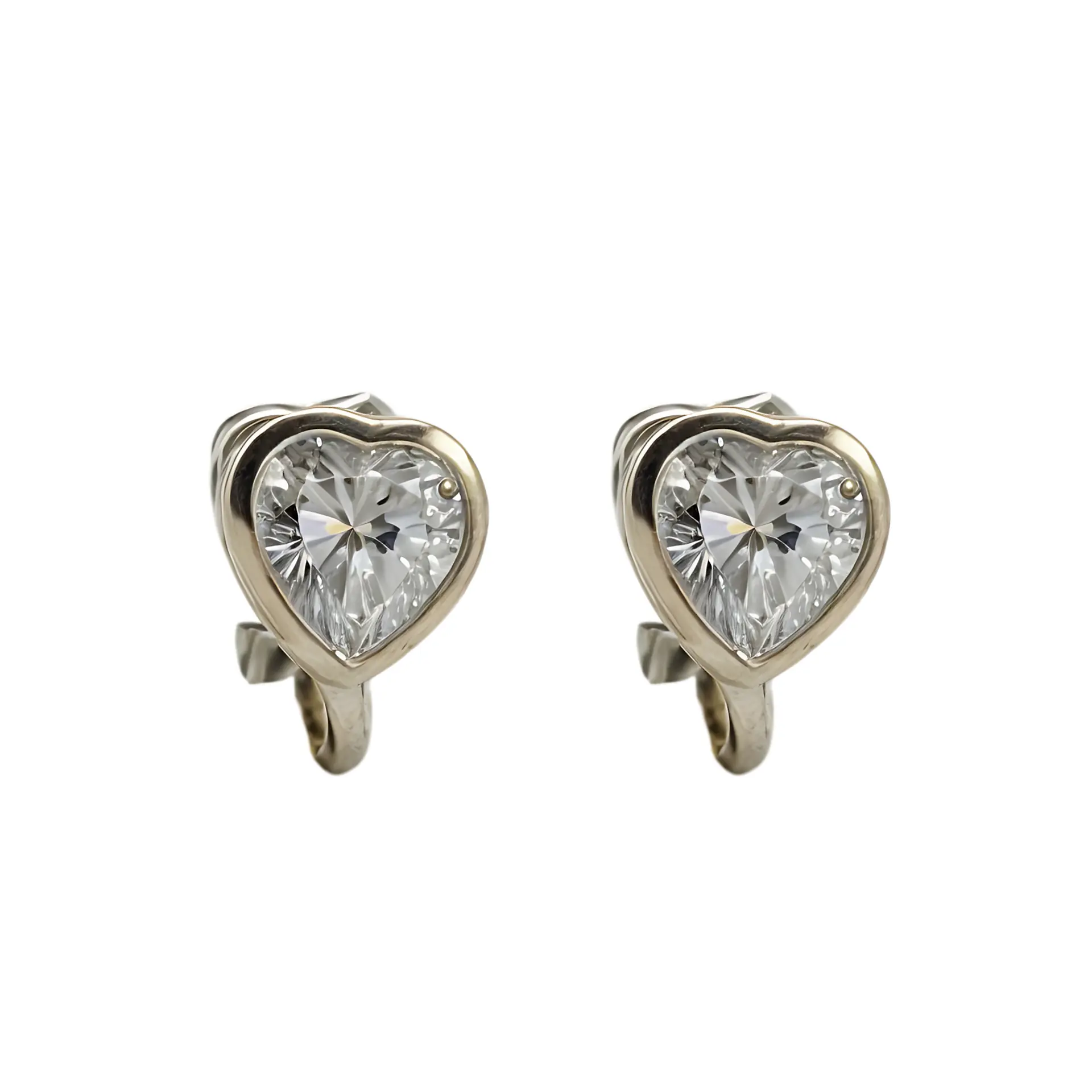 Aros Sin Perforacion corazon punto de luz chapado en plata 1