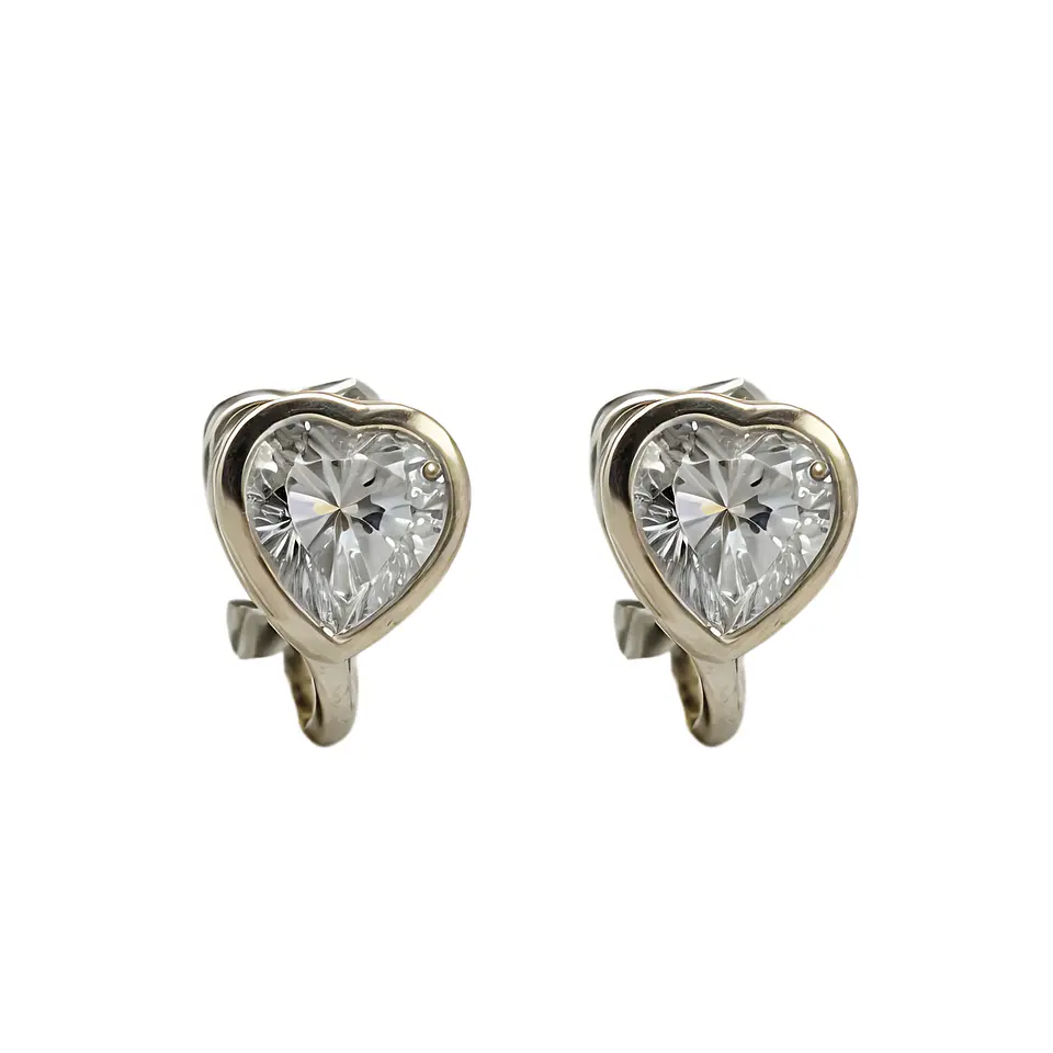 Aros Sin Perforacion corazon punto de luz chapado en plata 1