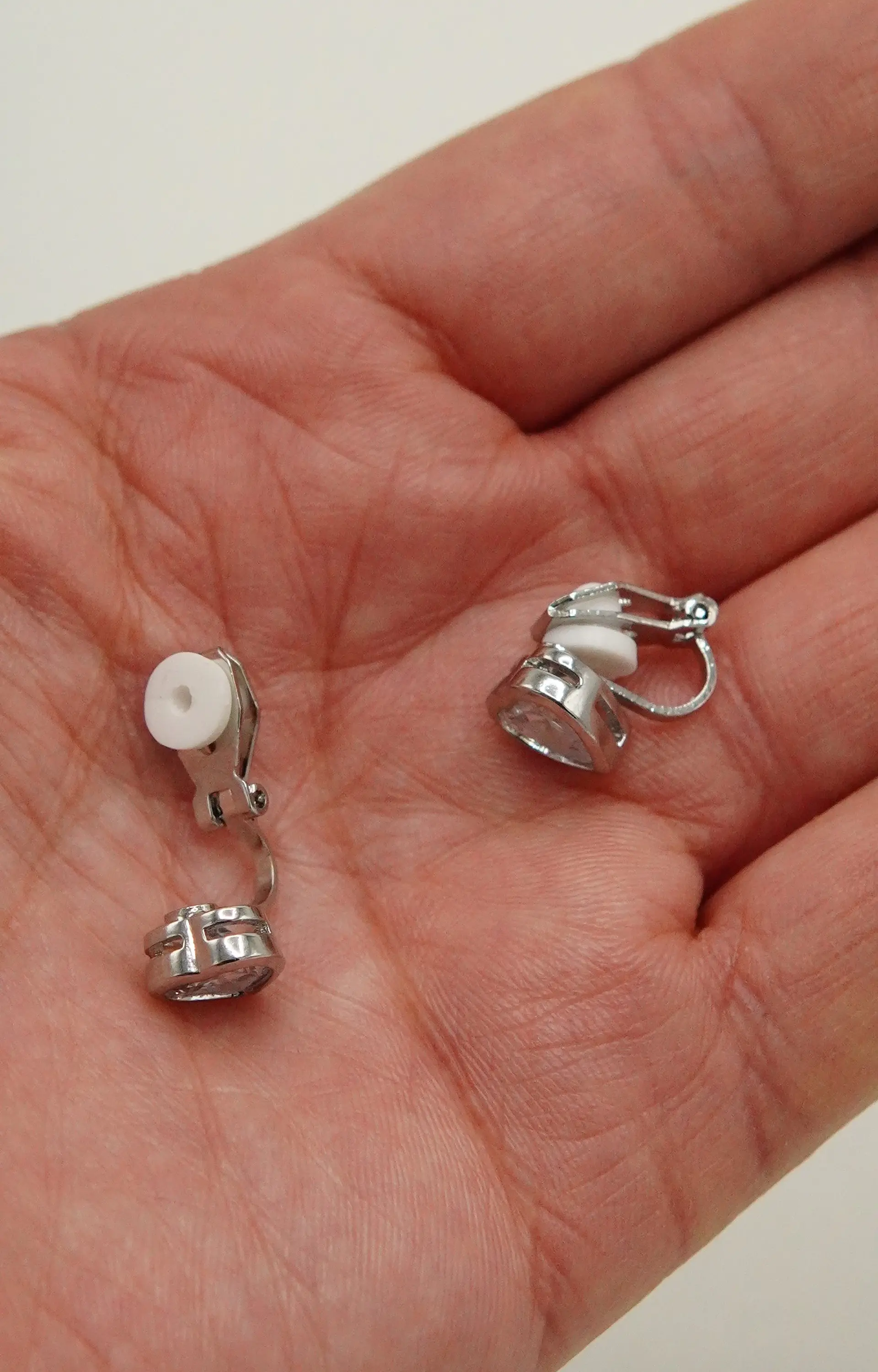 Aros Sin Perforacion corazon punto de luz chapado en plata 5