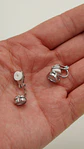 Aros Sin Perforacion corazon punto de luz chapado en plata - Miniatura 5