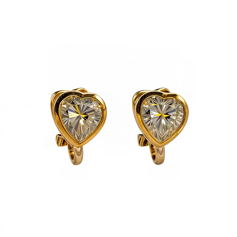 Aros Sin Perforacion corazon punto de luz bañado En Oro 18k 1