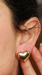 Aros Sin Perforacion corazon chunky bañado En Oro - Miniatura 3