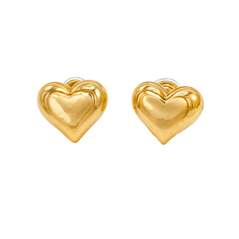 Aros Sin Perforacion corazon chunky bañado En Oro
