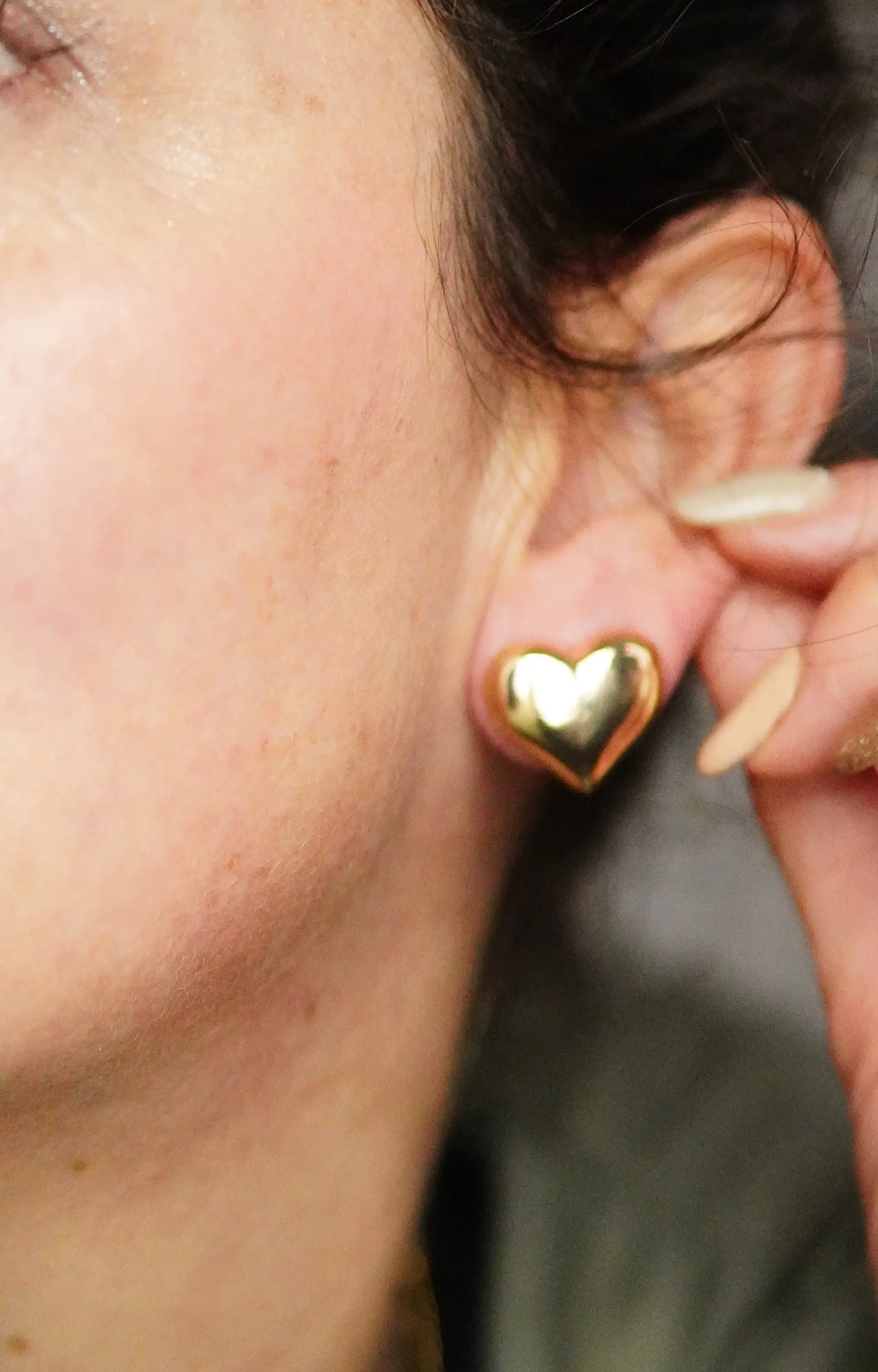 Aros Sin Perforacion corazon chunky bañado En Oro 6