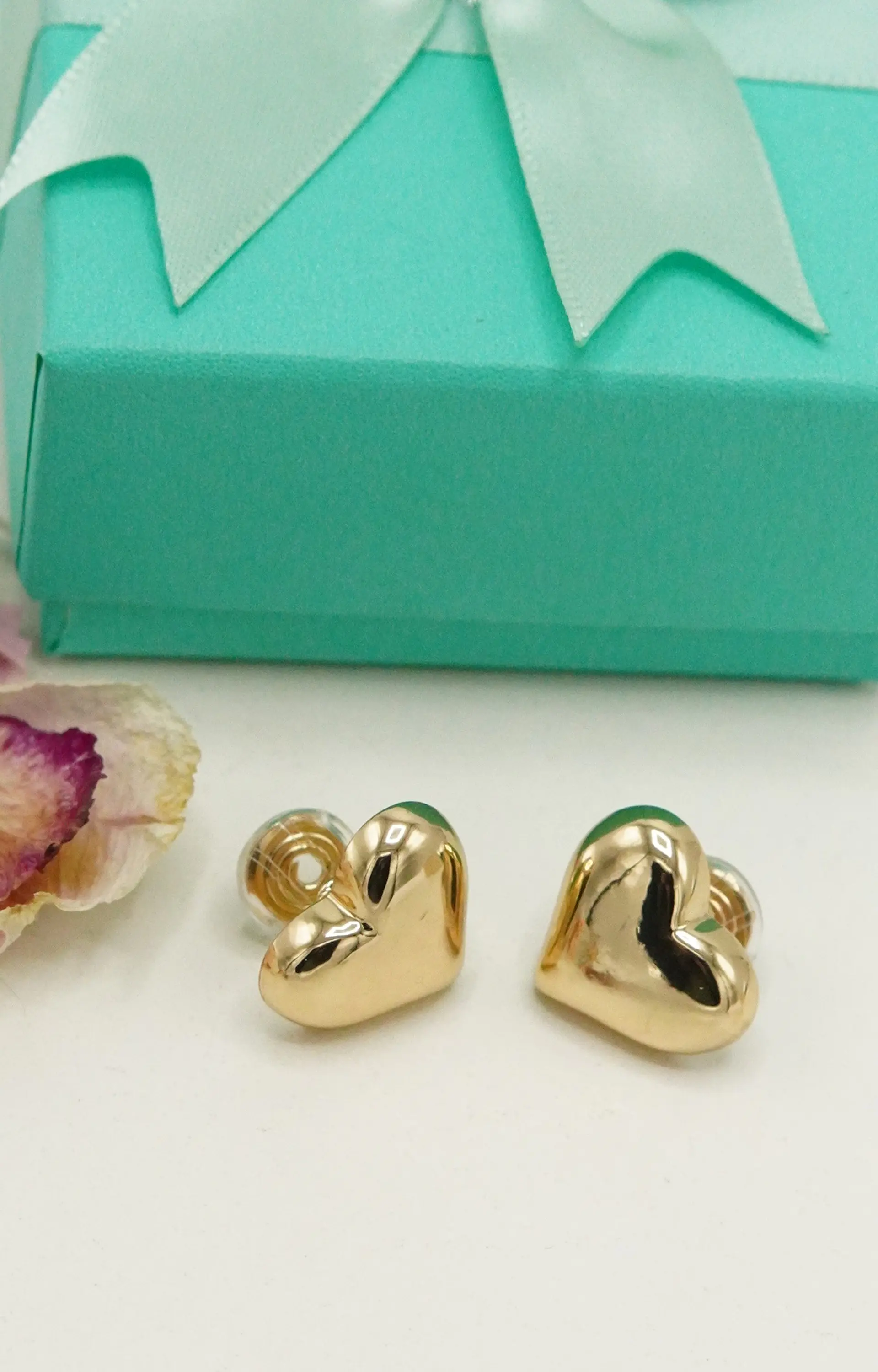 Aros Sin Perforacion corazon chunky bañado En Oro 2