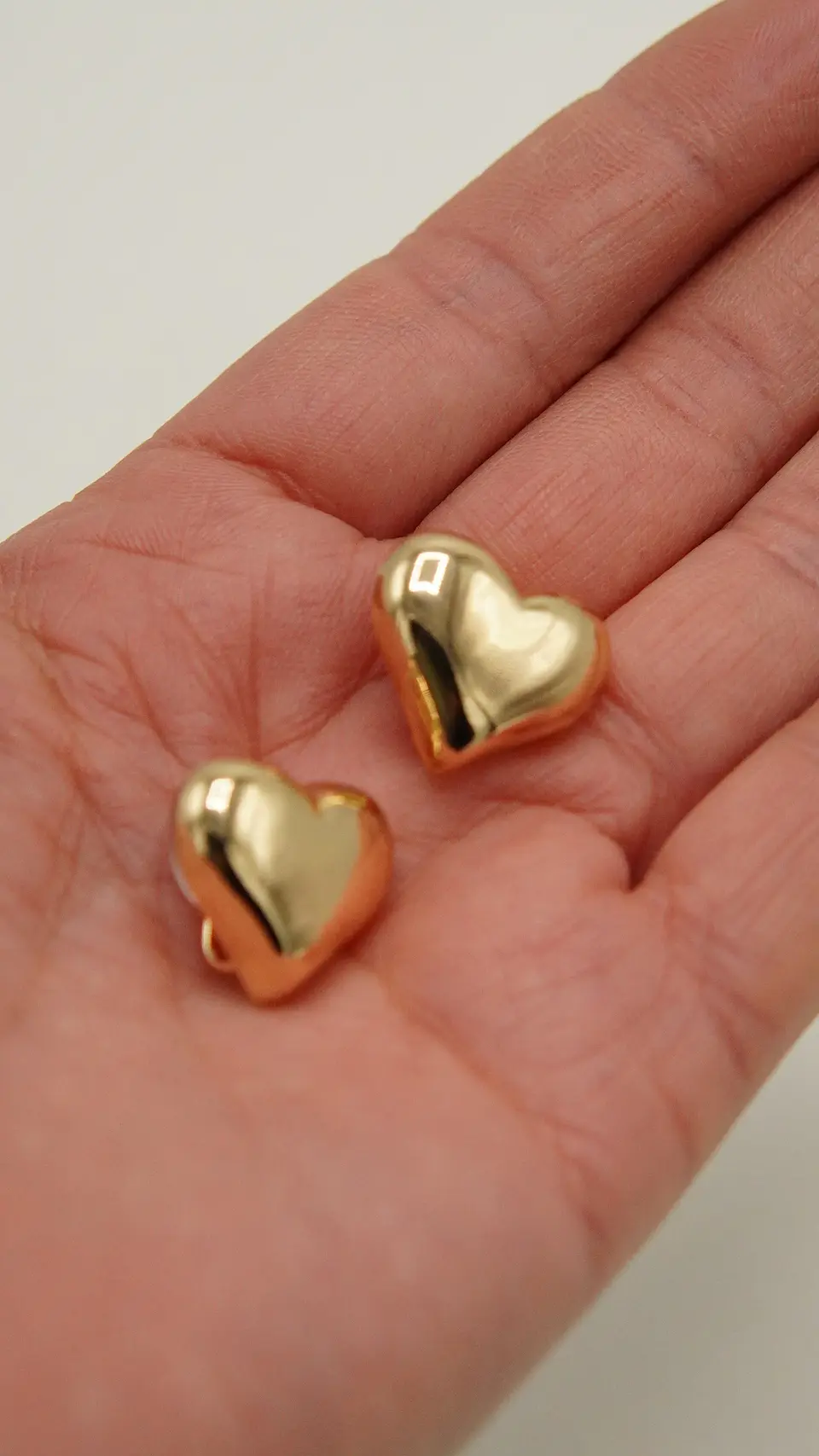Aros Sin Perforacion corazon chunky bañado En Oro 8