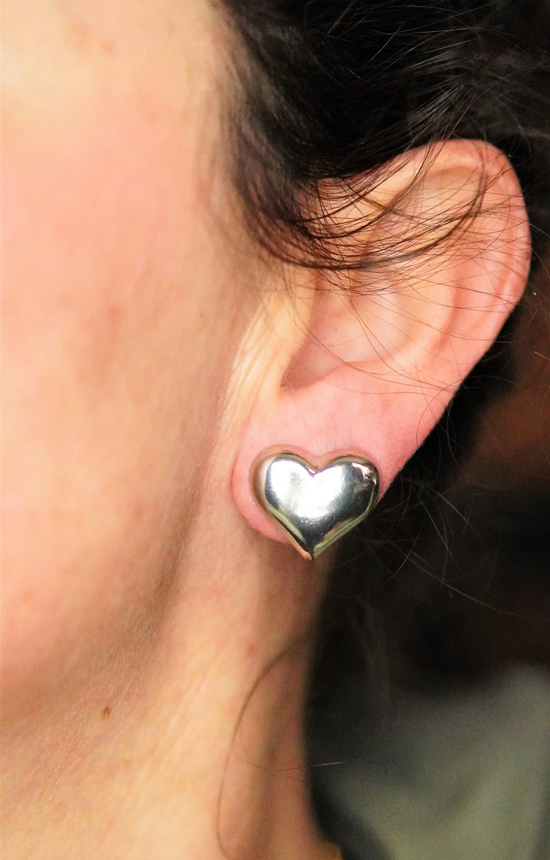 Aros Sin Perforacion corazon chunky bañado En plata 3