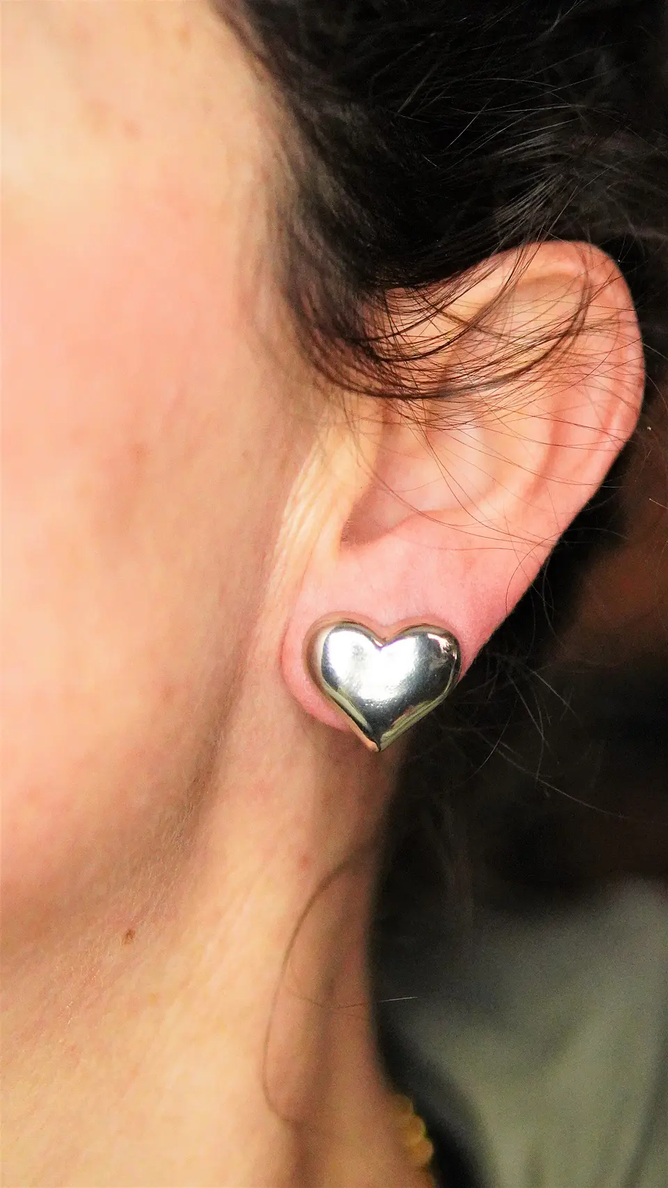 Aros Sin Perforacion corazon chunky bañado En plata 3