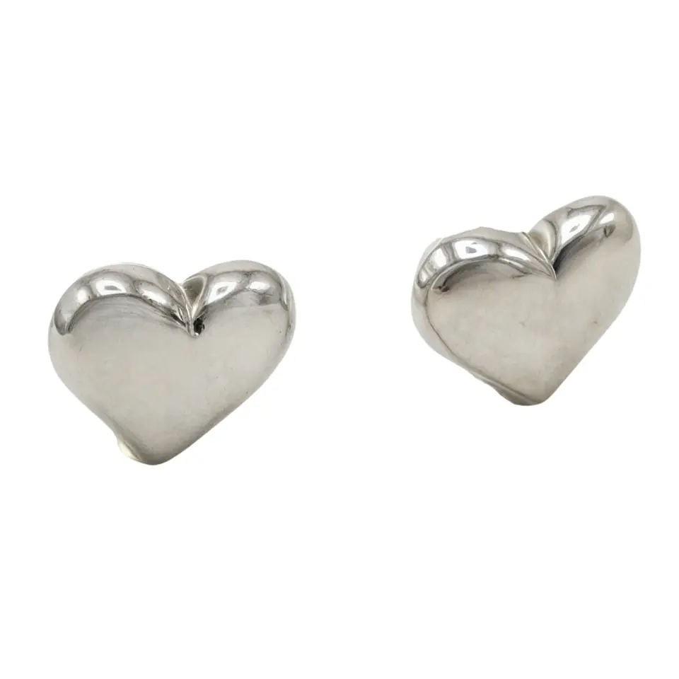Aros Sin Perforacion corazon chunky bañado En plata 6