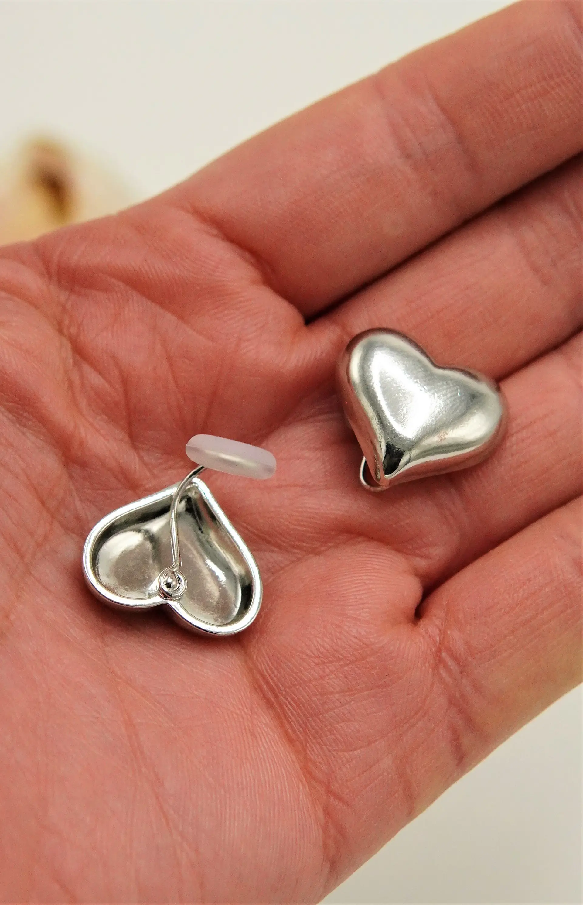 Aros Sin Perforacion corazon chunky bañado En plata 5