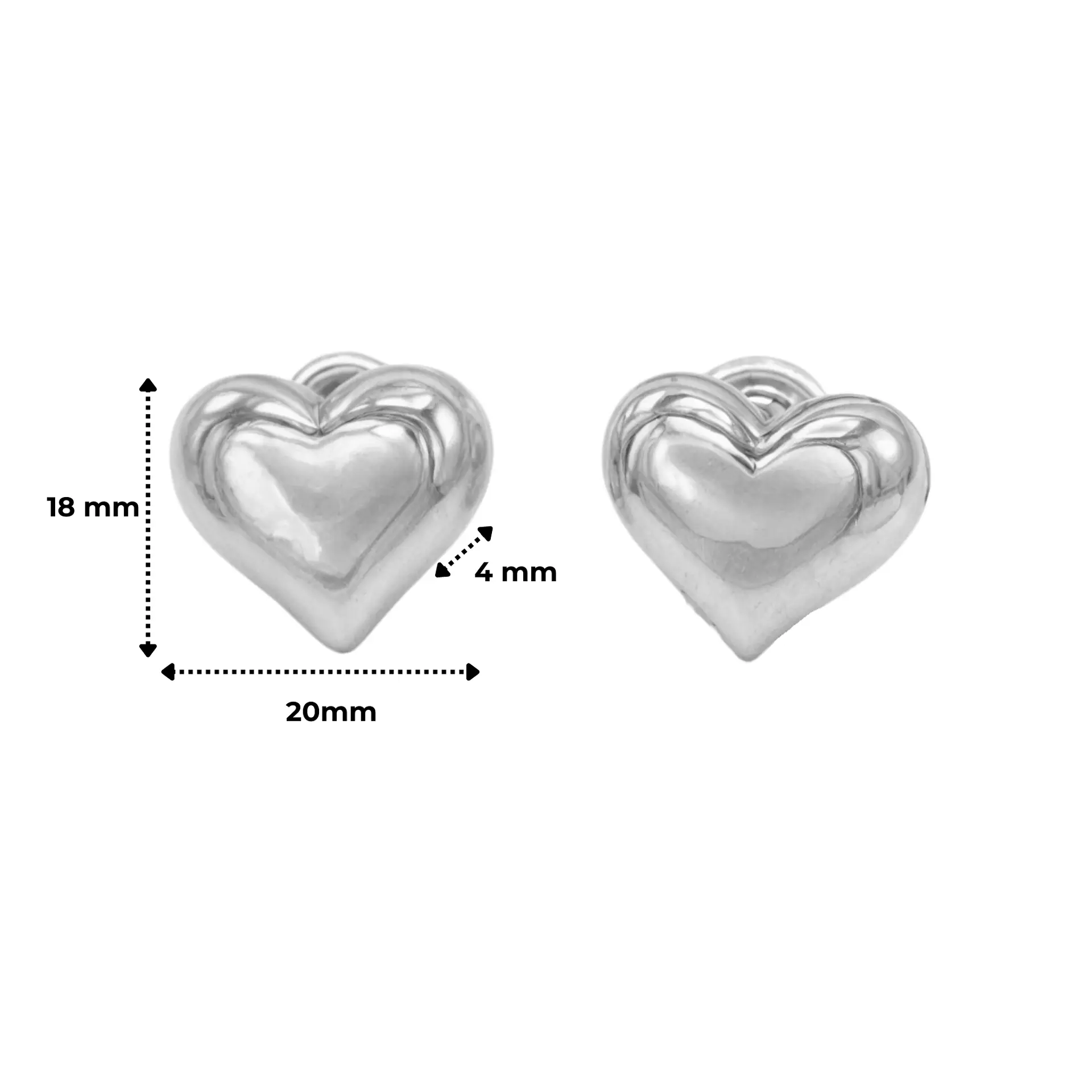 Aros Sin Perforacion corazon chunky bañado En plata 4