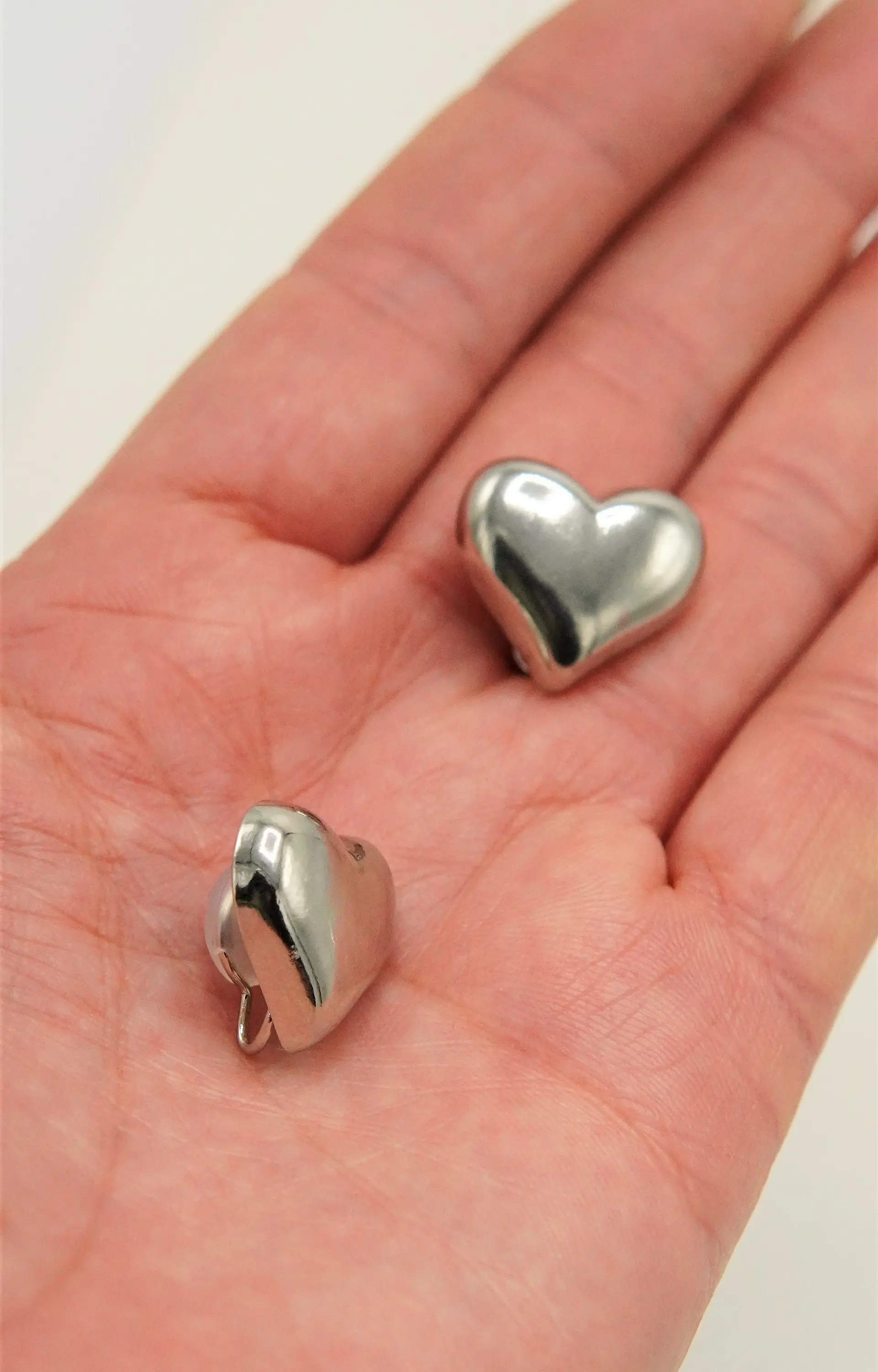 Aros Sin Perforacion corazon chunky bañado En plata 11
