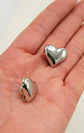 Aros Sin Perforacion corazon chunky bañado En plata - Miniatura 11
