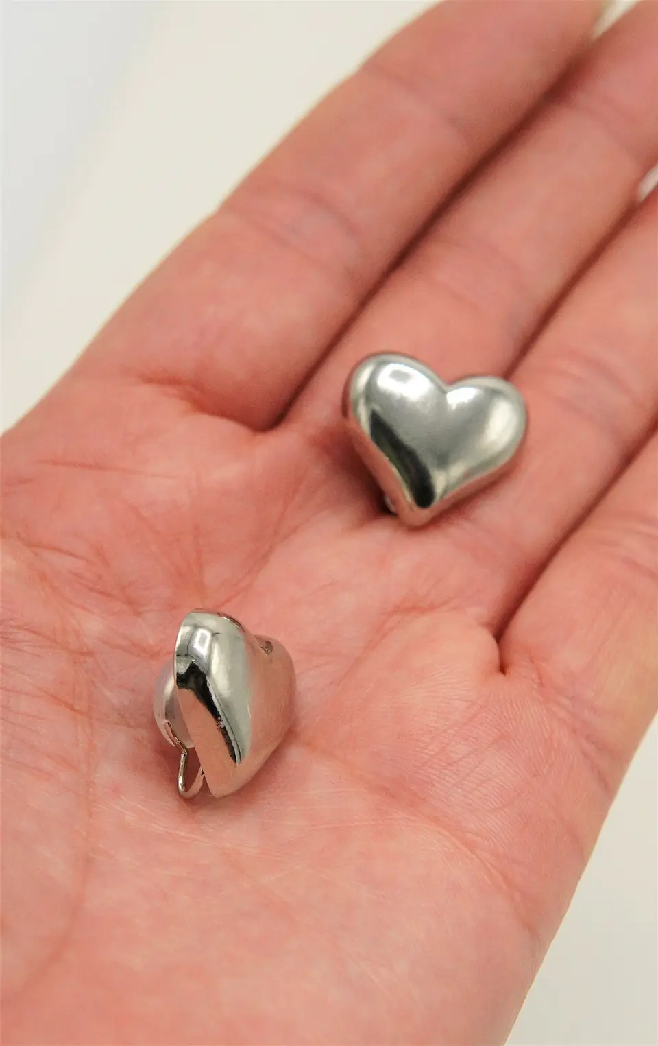 Aros Sin Perforacion corazon chunky bañado En plata 11