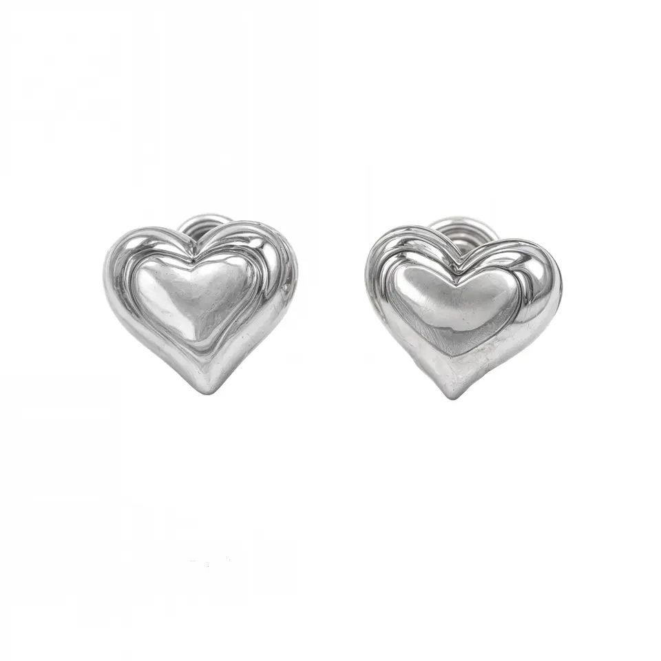 Aros Sin Perforacion corazon chunky bañado En plata 1