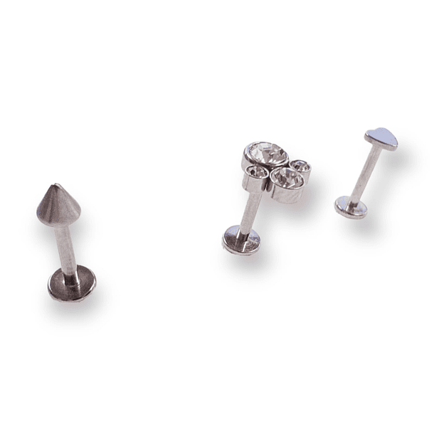 Set de Piercing Conquista Labret push pin acero quirurgico 1