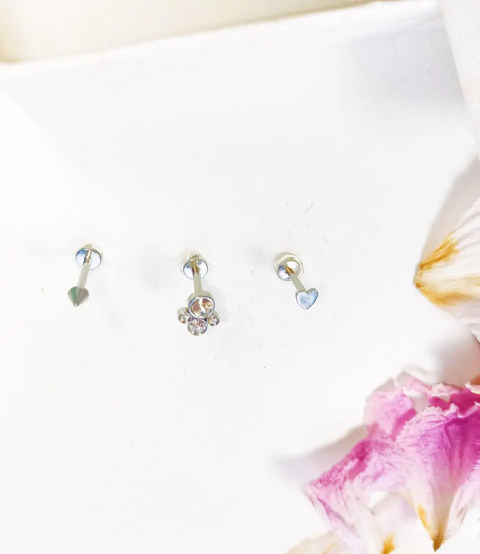 Set de Piercing Conquista Labret push pin acero quirurgico 5