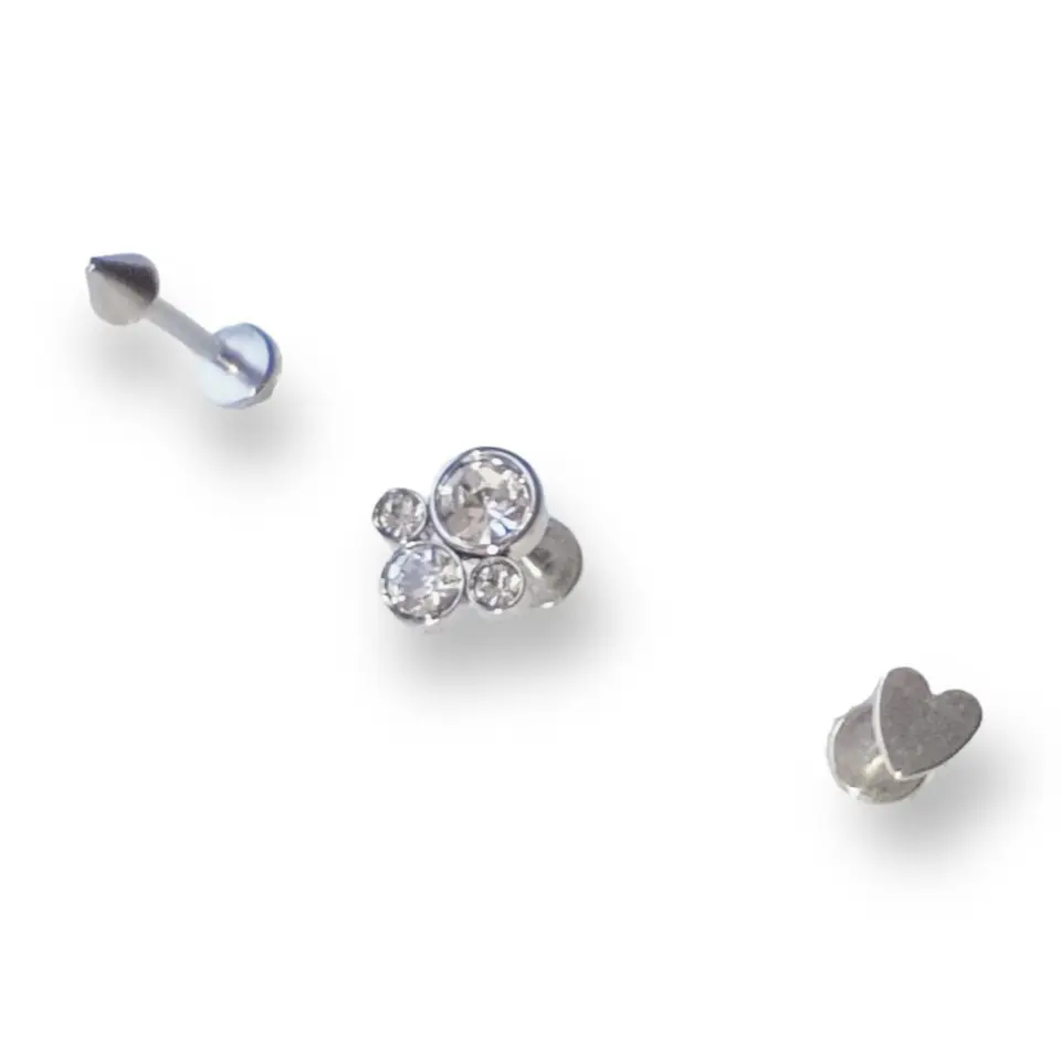 Set de Piercing Conquista Labret push pin acero quirurgico 8