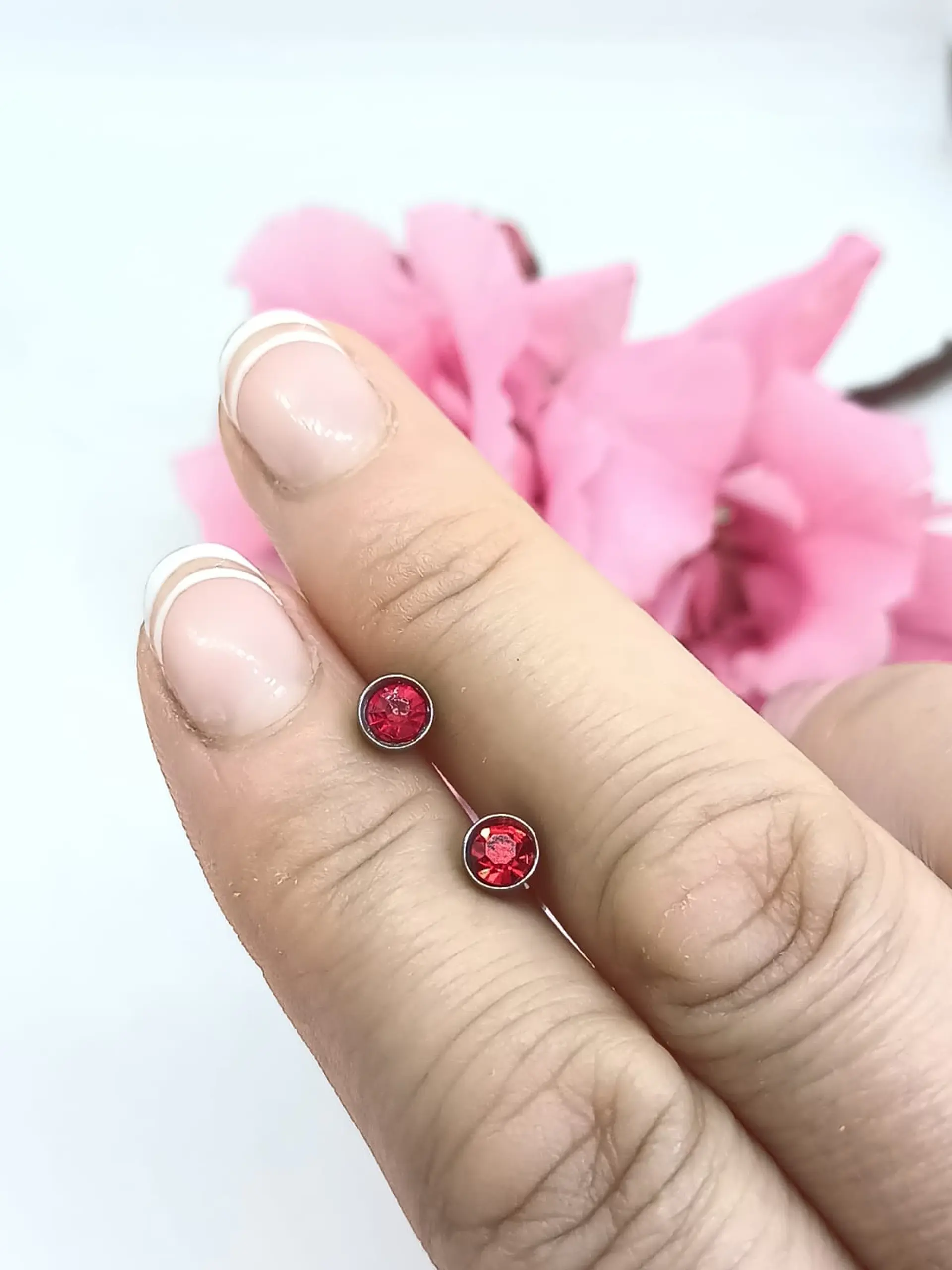 Aros Pequeños Puntos De Luz Acero Quirúrgico Colores 5mm 19