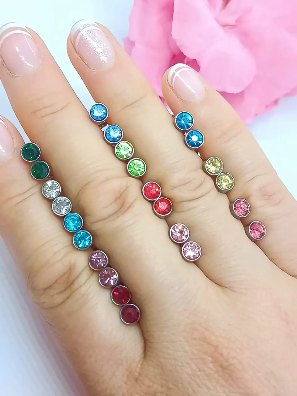 Aros Pequeños Puntos De Luz Acero Quirúrgico Colores 5mm 1