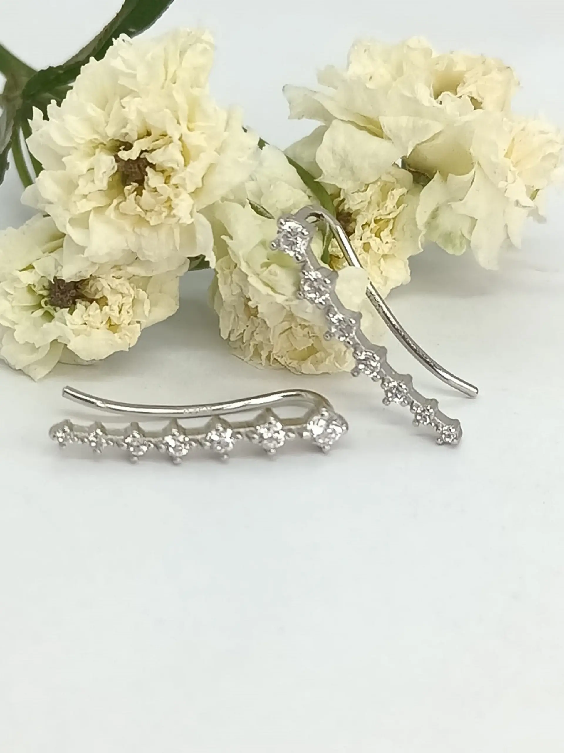 Modernos Aros Earcuff Zirconias Pendientes Plata Trepadores 2