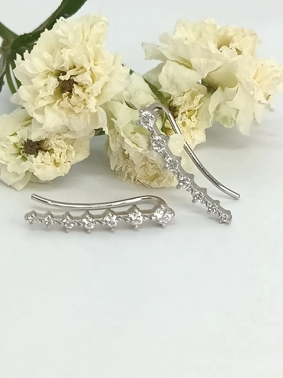 Modernos Aros Earcuff Zirconias Pendientes Plata Trepadores 2