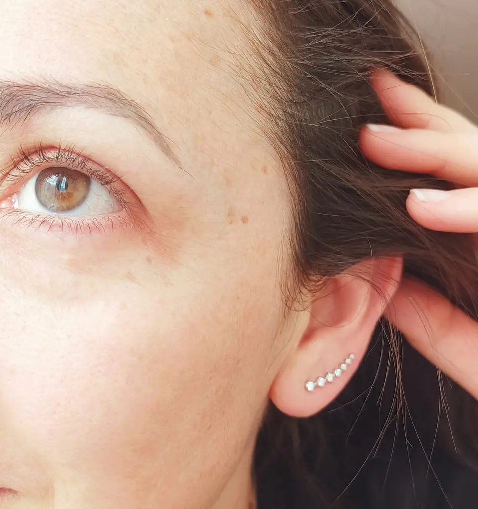Modernos Aros Earcuff Zirconias Pendientes Plata Trepadores 5