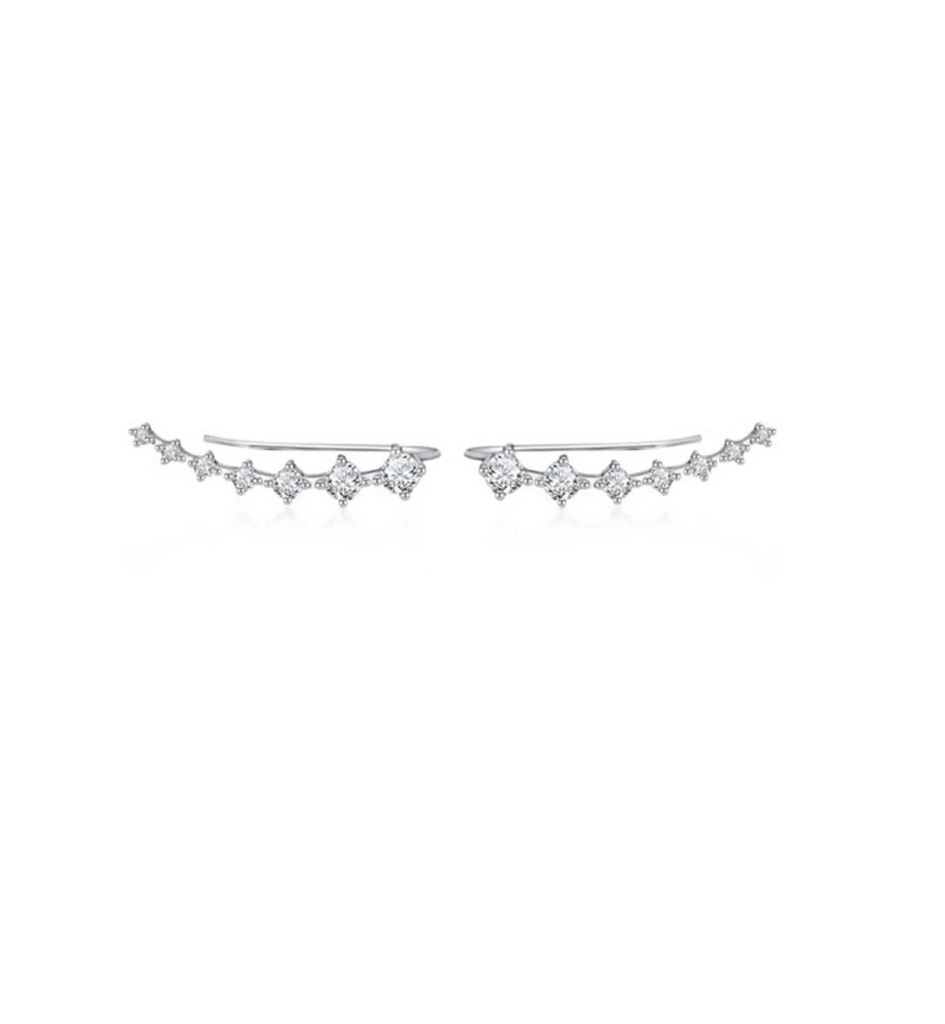 Modernos Aros Earcuff Zirconias Pendientes Plata Trepadores 1