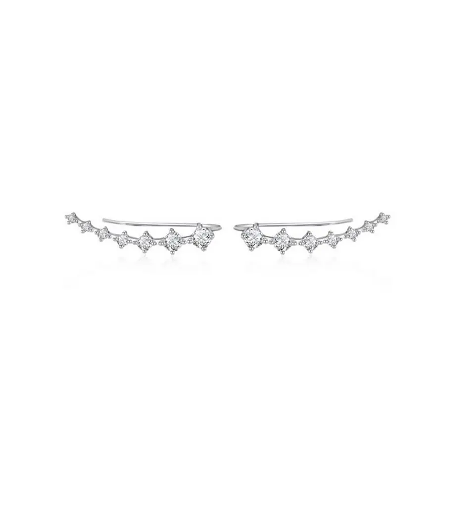 Modernos Aros Earcuff Zirconias Pendientes Plata Trepadores 1
