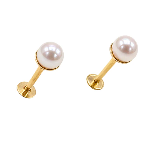 Aros perlas de seguridad titanio ASTM F136 chapados en oro 18k