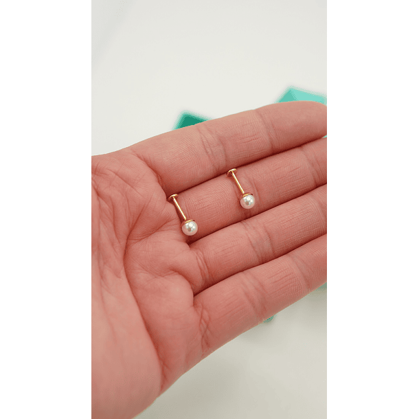 Aros perlas de seguridad titanio ASTM F136 chapados en oro 18k 6