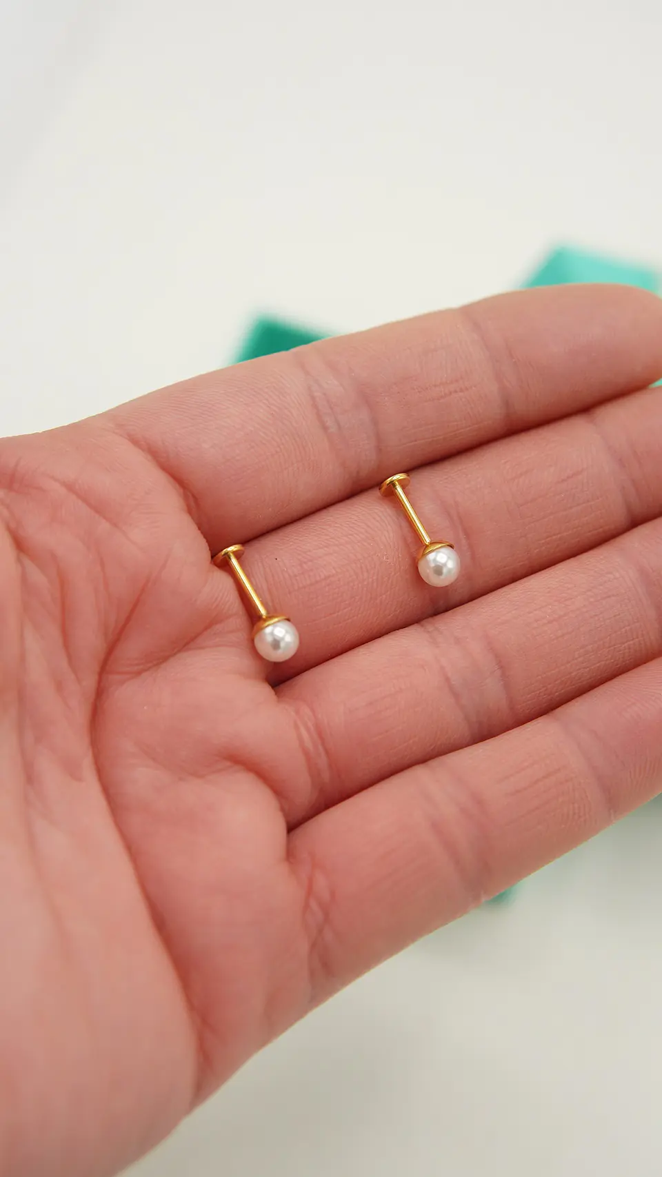 Aros perlas de seguridad titanio ASTM F136 chapados en oro 18k 6