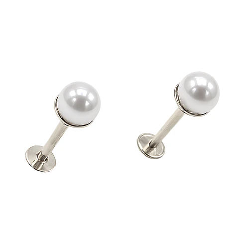 Aros perlas de seguridad plateadas titanio ASTM F136 