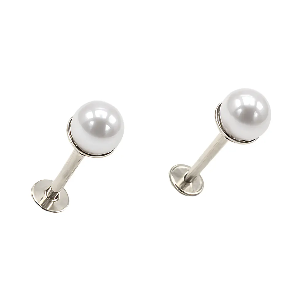 Aros perlas de seguridad plateadas titanio ASTM F136  1