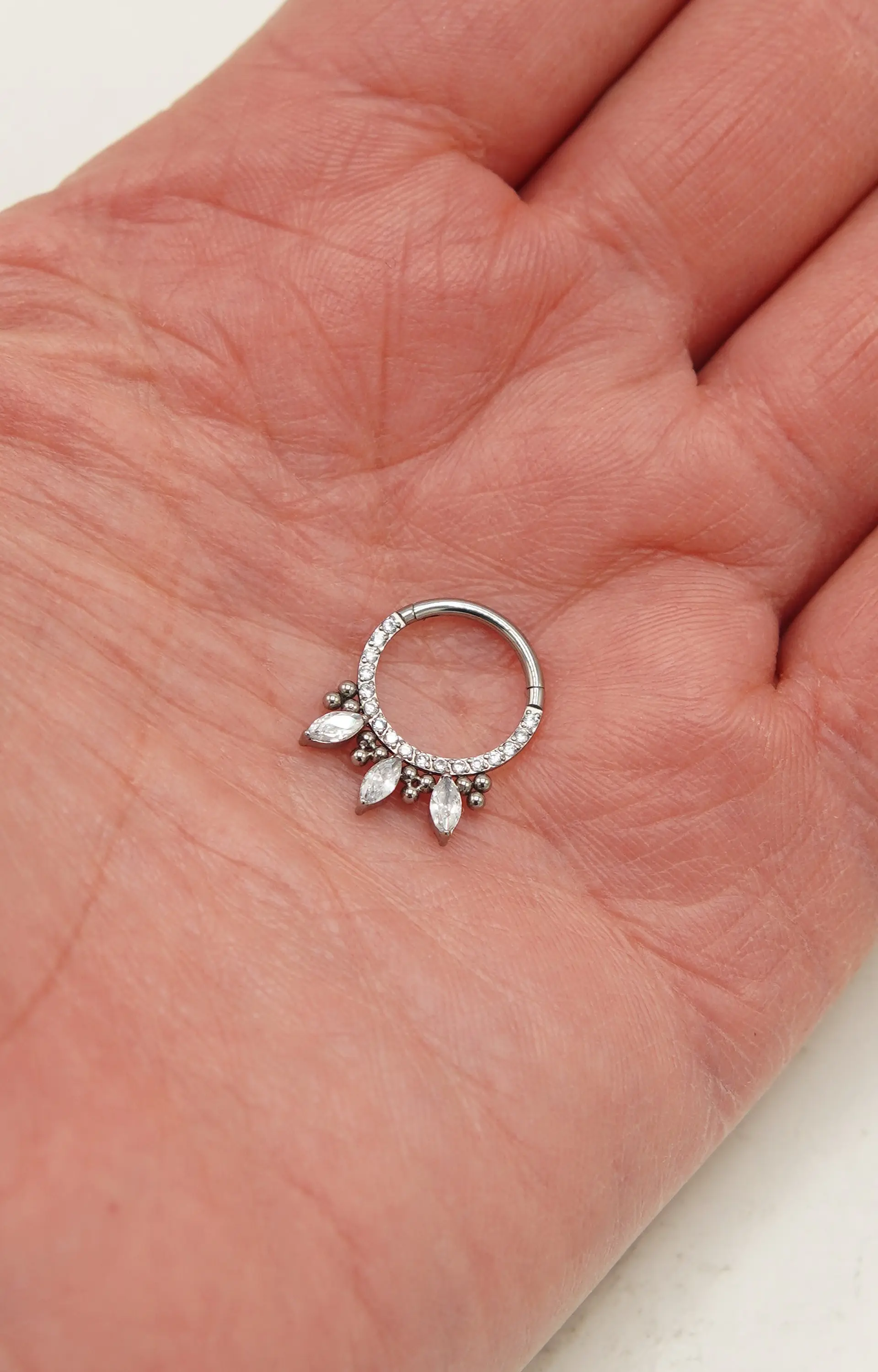 Piercing septum clicker 10mm 16g puntas zirconia titanio astm F136 7