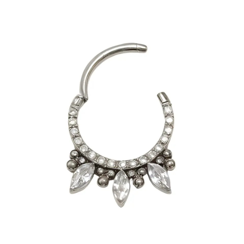 Piercing septum clicker 10mm 16g puntas zirconia titanio astm F136 6