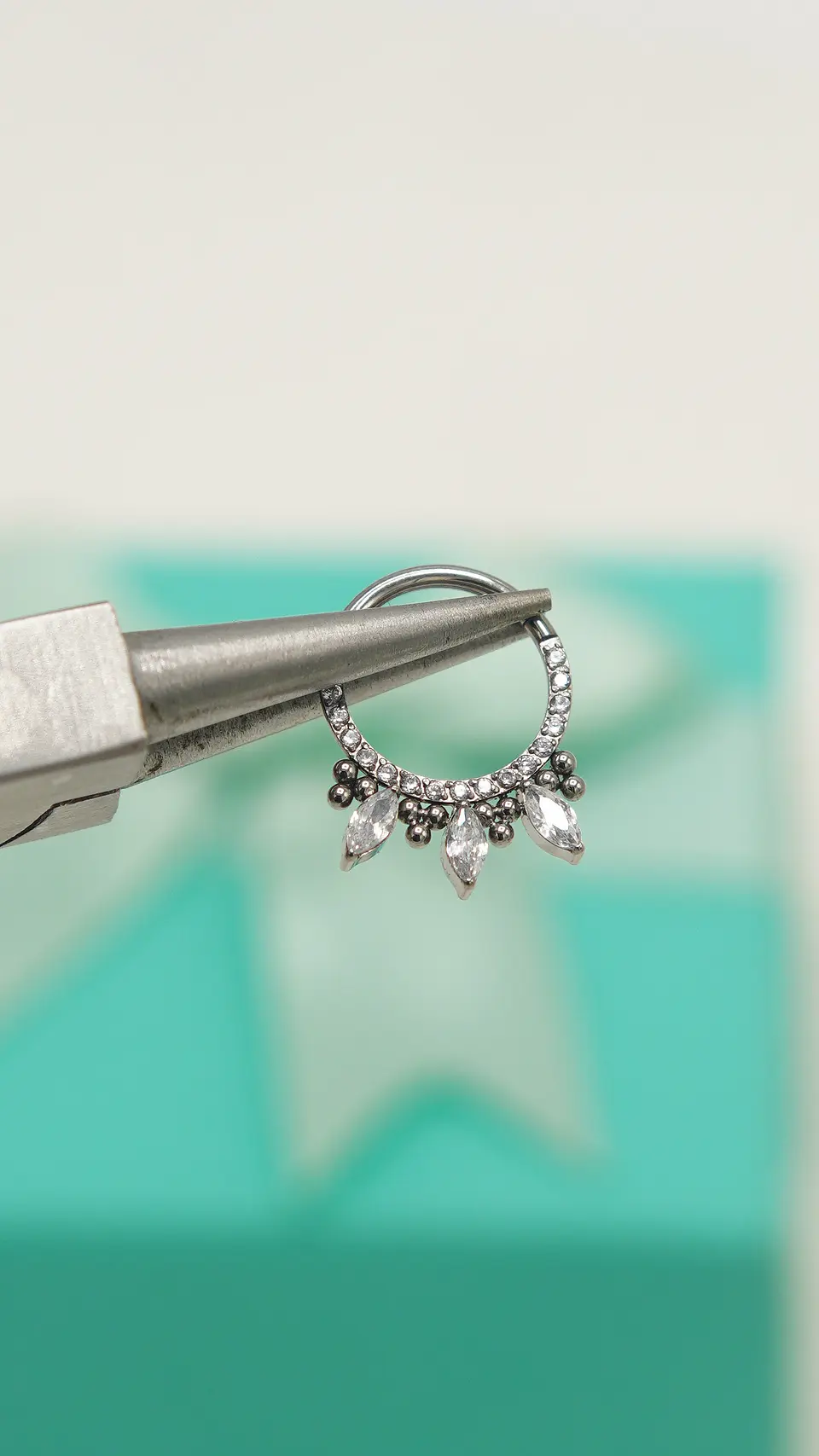 Piercing septum clicker 10mm 16g puntas zirconia titanio astm F136 5