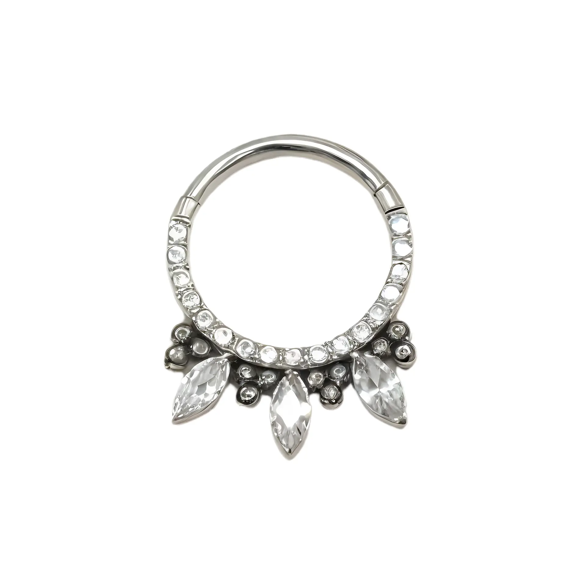 Piercing septum clicker 10mm 16g puntas zirconia titanio astm F136 1