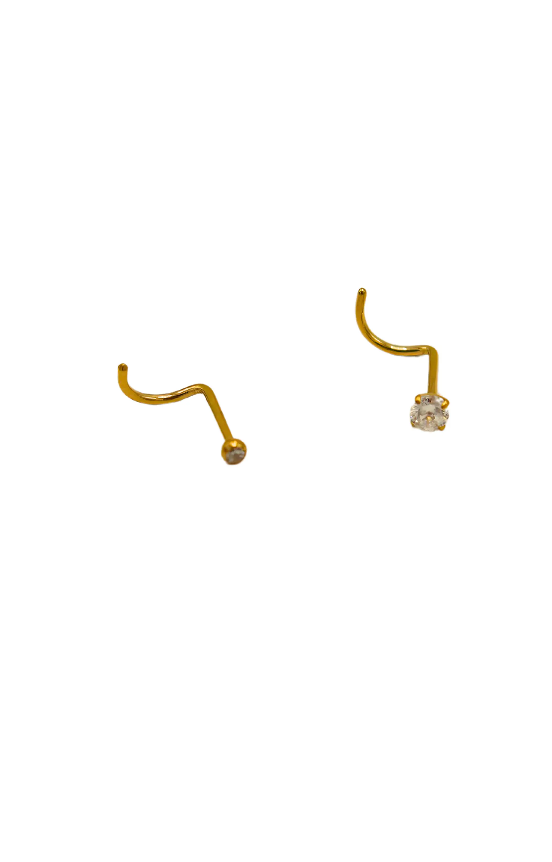 Pack de 2 piercing tipo S nostril titanio ASTM F136 chapado en oro 18k 5