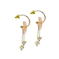 Aros estilo coreano flor rosada cristal dorado baño de oro - Miniatura 7
