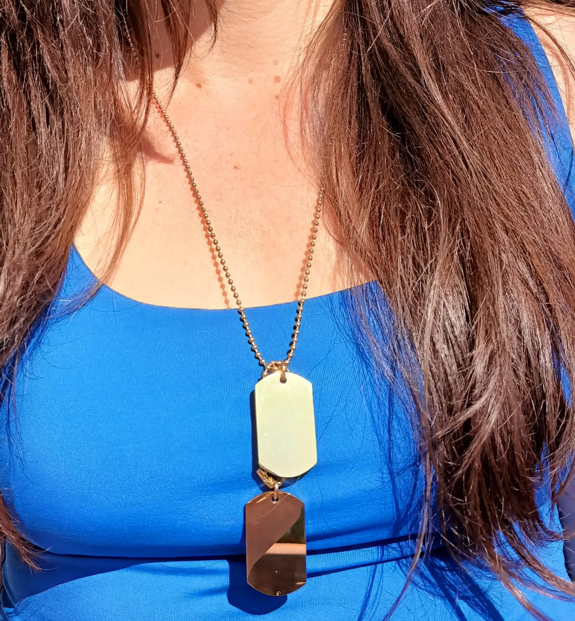 Colgante doble etiqueta estilo militar de identificacion chapada en oro 18k 3