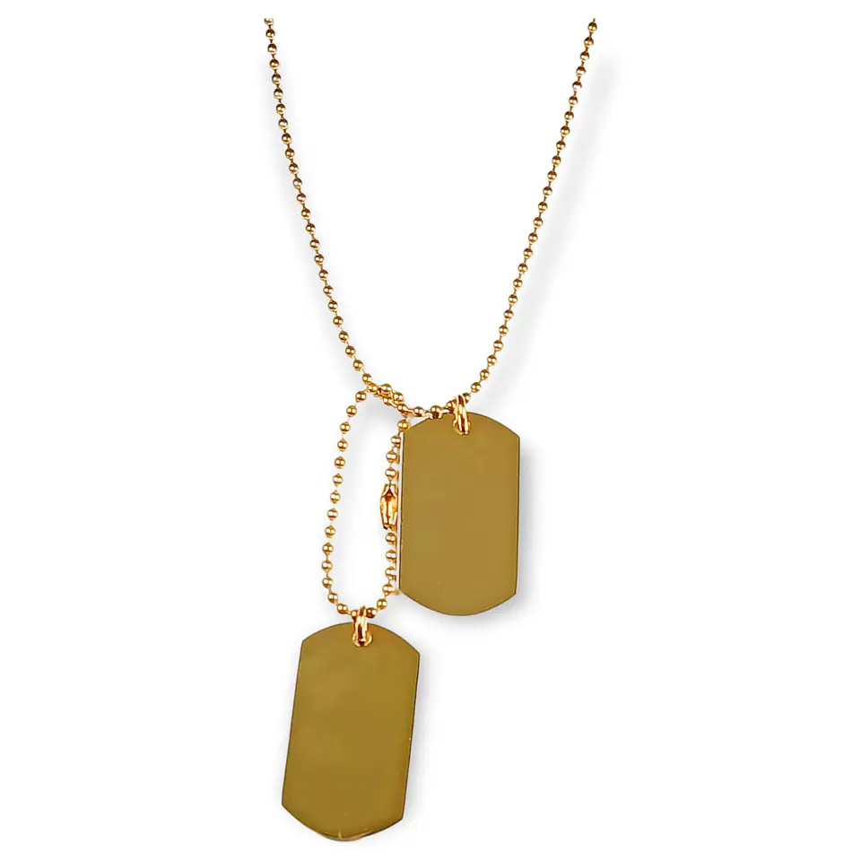 Colgante doble etiqueta estilo militar de identificacion chapada en oro 18k 1