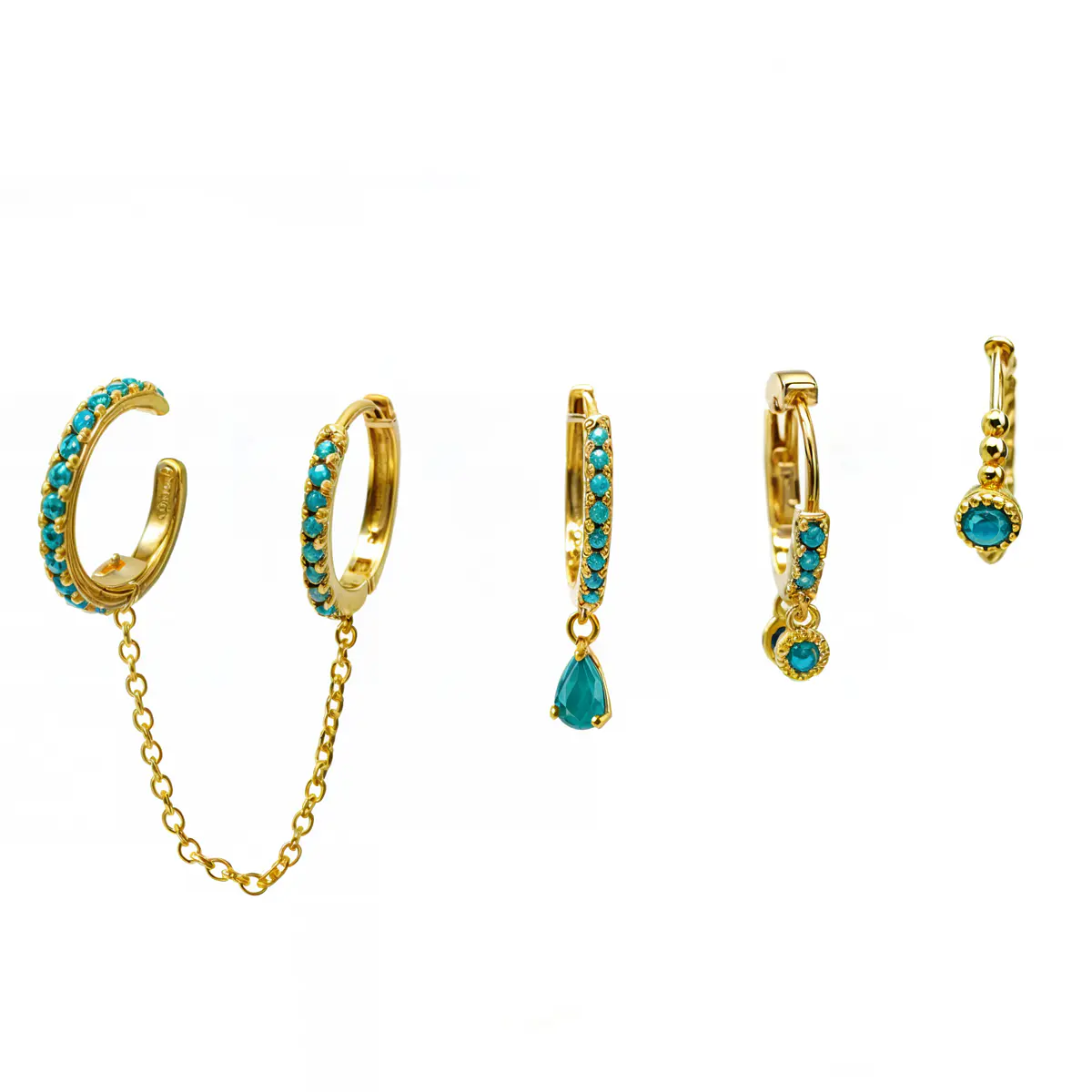 Collar Largo Bañado En Oro 18k Con Detalle De Ojo Y Cristal Facetado